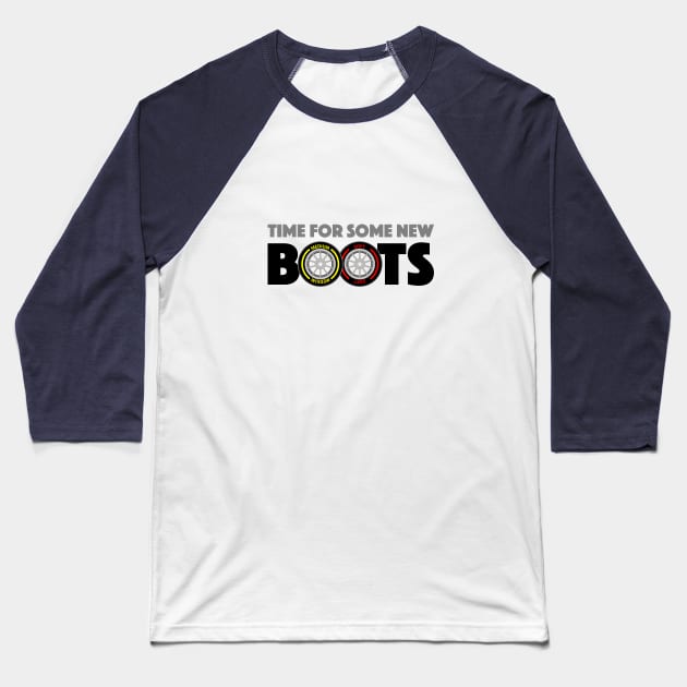 New Boots - Black Text Design Baseball T-Shirt by Hotshots